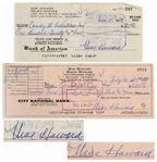 Moe Howard Lot of Two Checks Signed, Both Made Out to Comedy III Productions -- Dated 5 November 1959 Measuring 7 x 3.25, and 30 July 1964 Measuring 8.25 x 3 -- Very Good Condition